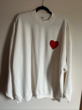 Abercrombie & Fitch Cream Crewneck Sweater with Heart (Pride Collection 2025)